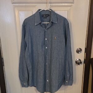 Ralph Lauren Blue Casual Button Down Shirt Size L